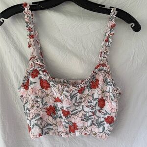 Lulu's Red and White Floral Tank Top